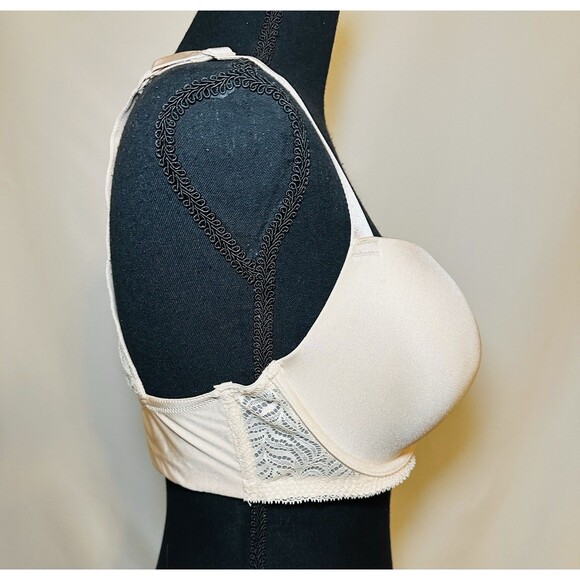 Paramour Beige Underwire Plunge Lace Racerback Bra‎ 34DD - Picture 4 of 10